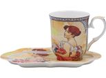 Home Elements Tazza Da 360 Ml, Con Sottobicchiere, Mucha Summer