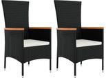 Vidaxl Sedie Da Giardino Con Cuscino 2 Pz. Poli Rattan Nero