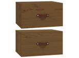 Vidaxl Comodini Da Parete 2 Pz. Marrone Miele 40X29,5X22 Cm