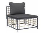 Divano Da Centro Giardino Con Cuscini Grigio Scuro In Poly Rattan