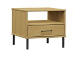 Comodino Oslo Con Gambe In Metallo Legno Di Pino Massiccio Marrone