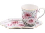 Home Elements Mug 360 Ml, Con Sottobicchiere, Rose