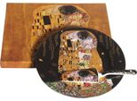Home Elements Piatto Rotondo Con Cucchiaio Da Torta, Klimt, Kiss Dark