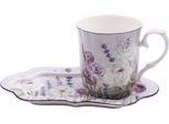 Home Elements Tazza Da 360 Ml, Con Sottobicchiere, Lavanda