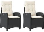 Vidaxl Poltrona Da Giardino Con Cuscino 2 Pz. Regolabile In Poly Rattan Nero
