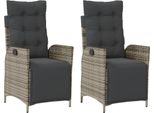 Vidaxl Poltrona Da Giardino Con Poggiapiedi 2 Pz. Regolabile In Poly Rattan Grigio
