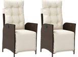 Vidaxl Poltrona Da Giardino Con Poggiapiedi 2 Pz. Regolabile In Poly Rattan Marrone