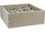 Bacinella 110X110X40Cm Velvet Soft Beige Con 600 Palline: Oro Chiaro, Opale, Madreperla, Trasparente, Argento