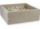 Bacinella 110X110X40Cm Velvet Soft Beige Con 600 Palline: Trasparente, Bianco, Madreperla, Oro Chiaro, Opalescente