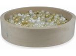 Bacinella 130X30Cm Velvet Soft Beige Con 600 Palline: Trasparente, Bianco, Madreperla, Oro Chiaro, Opalescente