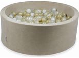 Bacinella 110X40Cm Velvet Soft Beige Con 500 Palline: Trasparente, Bianco, Madreperla, Oro Chiaro, Opalescente