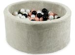 Bacino Di Asciugatura 90X40 Grigio A Coste Con 300 Palline: Madreperla, Oro Rosa, Nero