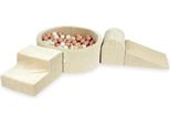 Parco Giochi In Schiuma Con Vasca Rotonda 90X30 Velvet Soft Beige + 200 Palline: Oro Rosa, Oro Chiaro, Madreperla