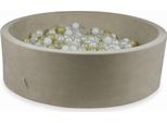 Bacinella 130X40Cm Velvet Soft Beige Con 700 Palline: Trasparente, Bianco, Madreperla, Oro Chiaro, Opalescente