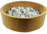 Bacinella 130X40 Velvet Soft Carmel Con 700 Palline: Trasparente, Bianco, Madreperla, Grigio, Oro Chiaro