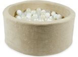 Bacinella 90X40 Beige Cordone Con 300 Palline: Bianco, Madreperla, Trasparente, Opalescente