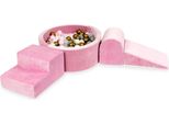 Parco Giochi In Schiuma Con Piscina Rotonda 90X30 Velvet Soft Pink + 200 Palline: Oro Antico, Rosa Chiaro, Madreperla, Trasparente