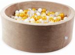 Vaschetta Di Asciugatura 110X40 Velvet Soft Dark Beige Con 500 Palline: Trasparente, Bianco, Beige, Oro