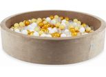 Bacinella 130X30 Velvet Soft Dark Beige Con 600 Palline: Trasparente, Bianco, Beige, Oro
