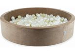 Vassoio Di Asciugatura 130X30 Velvet Soft Dark Beige Con 600 Palline: Trasparente, Bianco, Madreperla, Oro Chiaro, Opalescente