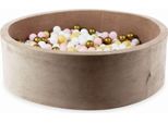 Bacinella 130X40 Velvet Soft Dark Beige Con 700 Palline: Bianco, Rosa Chiaro, Beige, Oro Antico