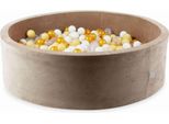 Bacinella 130X40 Velvet Soft Dark Beige Con 700 Palline: Trasparente, Bianco, Beige, Oro