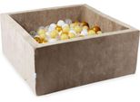 Vaschetta Di Asciugatura 90X90X40 Velvet Soft Dark Beige Con 400 Palline: Trasparente, Bianco, Beige, Oro