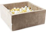 Bacino Di Asciugatura 90X90X40 Velvet Soft Dark Beige Con 400 Palline: Bianco, Beige