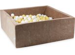 Bacino Di Asciugatura 110X110X40 Velvet Soft Dark Beige Con 600 Palline: Bianco, Beige