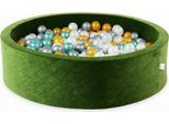 Bacinella 110X30 Velvet Soft Olive Con 400 Palline: Madreperla, Argento, Oro, Turchese Metallizzato