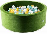 Bacinella 110X40 Velvet Soft Olive Con 500 Palline: Madreperla, Argento, Oro, Turchese Metallizzato