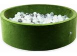 Bacinella 130X40 Velvet Soft Olive Con 700 Palline: Trasparente, Menta, Grafite Metallizzata, Opalescente