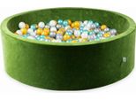 Bacinella 130X40 Velvet Soft Olive Con 700 Palline: Madreperla, Argento, Oro, Turchese Metallizzato