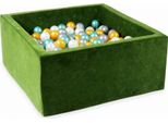 Bacinella 90X90X40 Velvet Soft Olive Con 400 Palline: Madreperla, Argento, Oro, Turchese Metallizzato