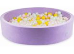 Bacinella 130X30 Velvet Soft Purple Con 600 Palline: Madreperla, Rosa Chiaro, Giallo, Menta Chiaro