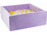 Bacinella 110X110X40 Velvet Soft Purple Con 600 Palline: Madreperla, Rosa Chiaro, Giallo, Menta Chiaro