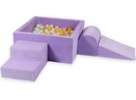 Parco Giochi In Schiuma Con Piscina Quadrata 90X90X40 Velvet Soft Purple + 400 Palline: Madreperla, Rosa Chiaro, Giallo, Menta Chiaro