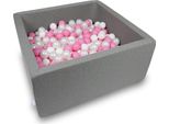 Bacino Di Asciugatura 90X90X40Cm Grigio Con 400 Palline: Bianco, Madreperla, Rosa Cipria