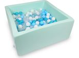 Piscina Secca 90X90X40Cm Menta Con 400 Palline: Turchese, Bianco, Trasparente, Azzurro