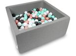 Bacino Di Asciugatura 90X90X40Cm Grigio Con 400 Palline: Bianco, Oro Rosa, Menta Chiaro, Grafite