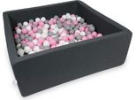 Bacino Di Asciugatura 110X110X40Cm In Grafite Con 600 Palline: Rosa Cipria, Grigio, Bianco
