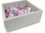 Bacino Di Asciugatura 110X110X40Cm Grigio Chiaro Con 600 Palline: Trasparente, Bianco, Grigio, Rosa Cipria