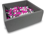 Bacino Di Asciugatura 110X110X40Cm Grigio Con 600 Palline: Bianco, Grigio, Rosa
