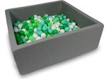 Bacino Di Asciugatura 110X110X40Cm Grigio Con 600 Palline: Bianco, Verde Chiaro, Menta, Verde