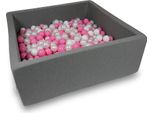 Bacino Di Asciugatura 110X110X40Cm Grigio Con 600 Palline: Bianco, Madreperla, Rosa Cipria