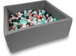 Bacino Di Asciugatura 110X110X40Cm Grigio Con 600 Palline: Bianco, Oro Rosa, Menta Chiaro, Grafite