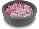 Bacino Di Asciugatura 110X30Cm Grigio Con 400 Palline: Bianco, Madreperla, Rosa Cipria