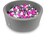Bacino Di Asciugatura 110X40Cm Grigio Con 500 Palline: Bianco, Grigio, Rosa