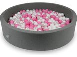 Bacinella 130X30Cm Grigia Con 600 Palline: Bianco, Madreperla, Rosa Cipria