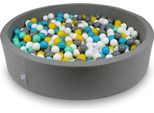 Bacinella Per Asciugare 130X30Cm Grigia Con 600 Palline: Bianco, Grigio, Turchese, Giallo, Menta